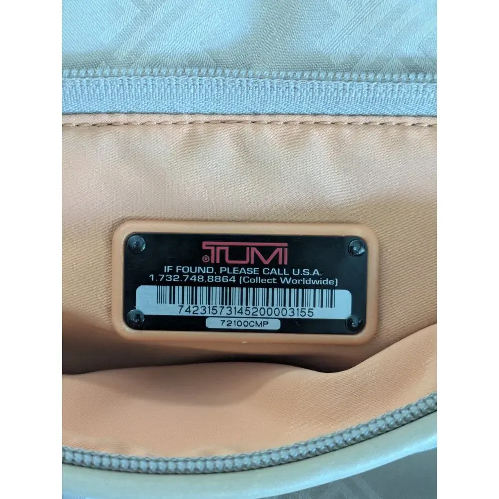 TUMI Signature Collection Logo Nylon Weekender Carry On Duffle Travel Bag Beige